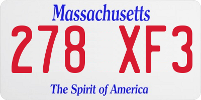 MA license plate 278XF3