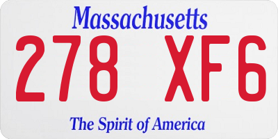 MA license plate 278XF6