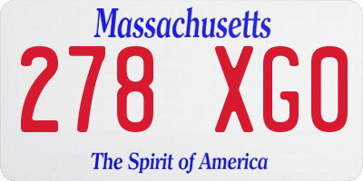 MA license plate 278XG0