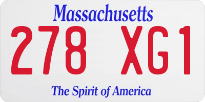 MA license plate 278XG1
