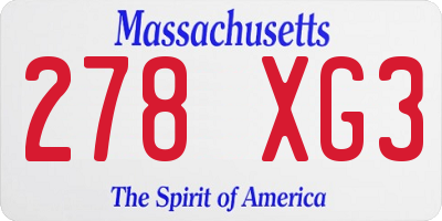 MA license plate 278XG3