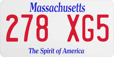 MA license plate 278XG5