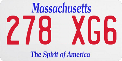 MA license plate 278XG6