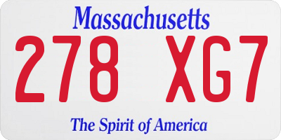 MA license plate 278XG7
