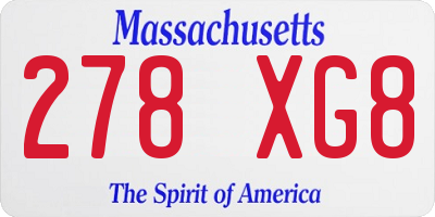 MA license plate 278XG8