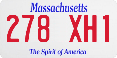 MA license plate 278XH1