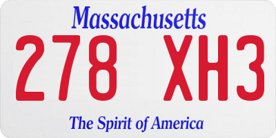 MA license plate 278XH3
