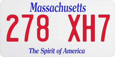 MA license plate 278XH7