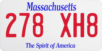 MA license plate 278XH8