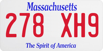 MA license plate 278XH9