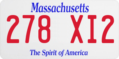 MA license plate 278XI2