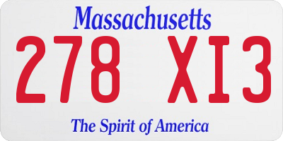 MA license plate 278XI3
