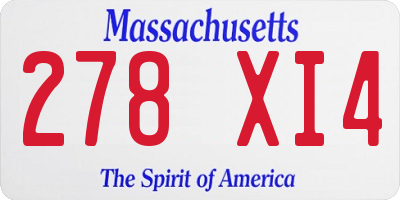 MA license plate 278XI4