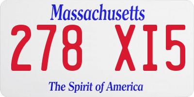 MA license plate 278XI5