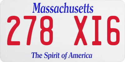 MA license plate 278XI6