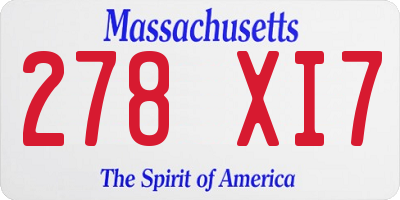 MA license plate 278XI7