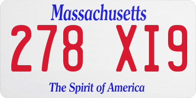 MA license plate 278XI9