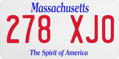 MA license plate 278XJ0