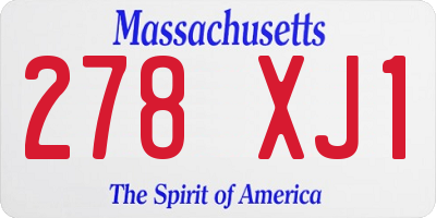 MA license plate 278XJ1