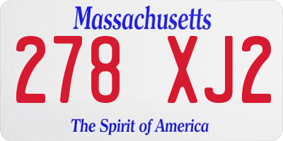 MA license plate 278XJ2