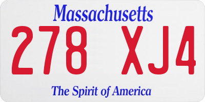 MA license plate 278XJ4