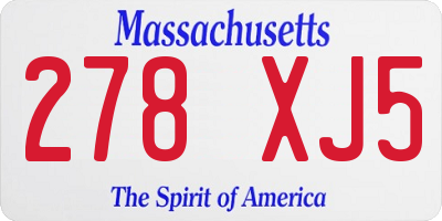 MA license plate 278XJ5