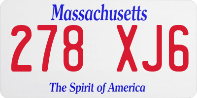 MA license plate 278XJ6