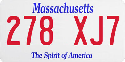 MA license plate 278XJ7