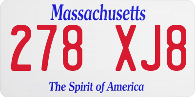 MA license plate 278XJ8