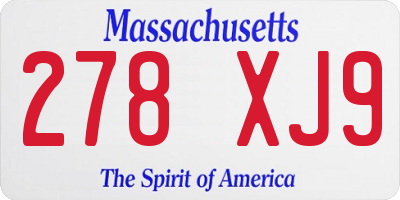 MA license plate 278XJ9