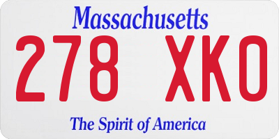 MA license plate 278XK0