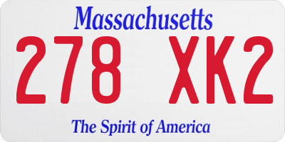 MA license plate 278XK2