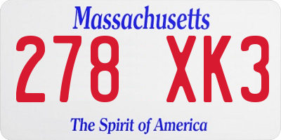MA license plate 278XK3