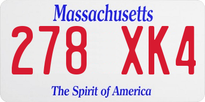 MA license plate 278XK4