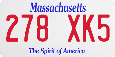 MA license plate 278XK5