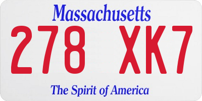 MA license plate 278XK7
