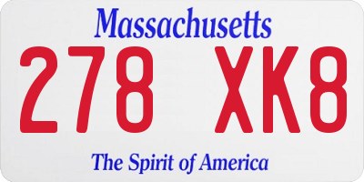 MA license plate 278XK8