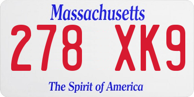 MA license plate 278XK9