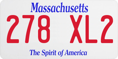 MA license plate 278XL2