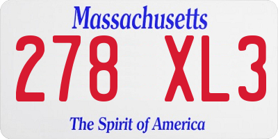 MA license plate 278XL3