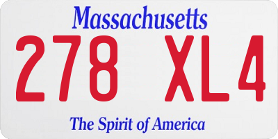 MA license plate 278XL4