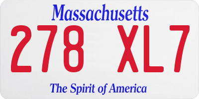 MA license plate 278XL7