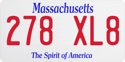 MA license plate 278XL8