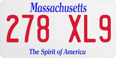 MA license plate 278XL9