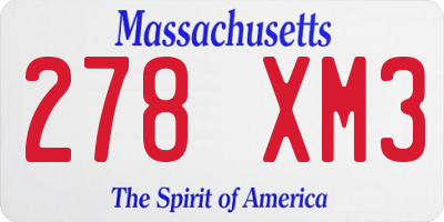 MA license plate 278XM3