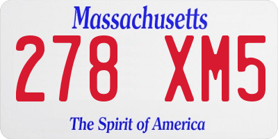 MA license plate 278XM5