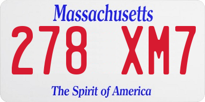 MA license plate 278XM7