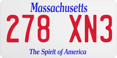 MA license plate 278XN3