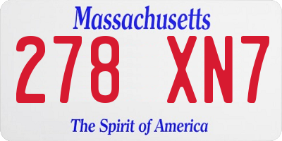 MA license plate 278XN7