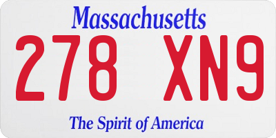 MA license plate 278XN9